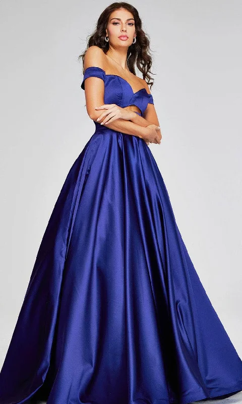 tulle prom dressesJovani 40787 - Off-Shoulder A-Line Prom Gown