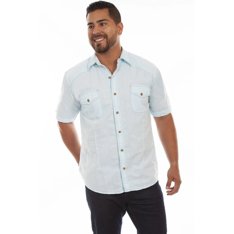 Scully Western Shirt Mens Short Sleeve Beachwood Button F0_5205