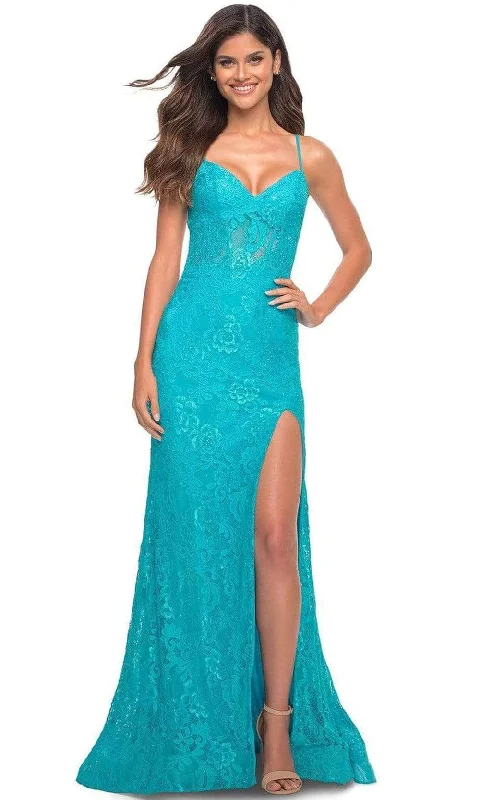 classic prom dressesLa Femme - 30171SC - Sleeveless Open Back Prom Gown