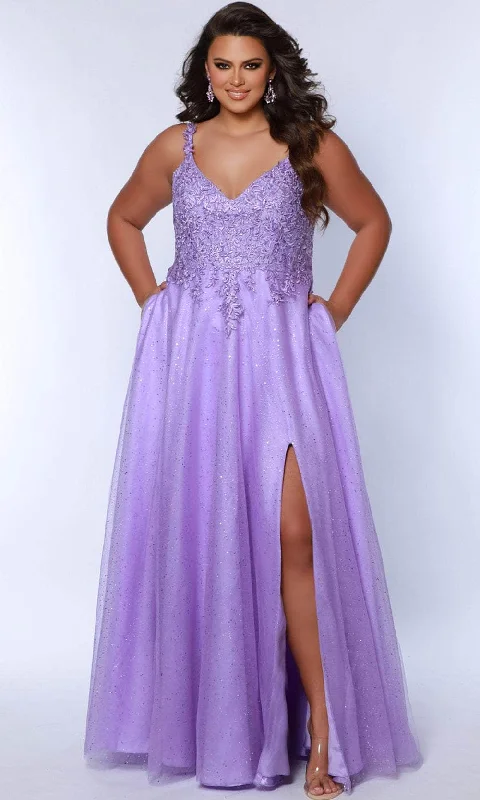 illusion sleeve prom dressesSydney's Closet SC7384 - Embellished A-Line Prom Dress