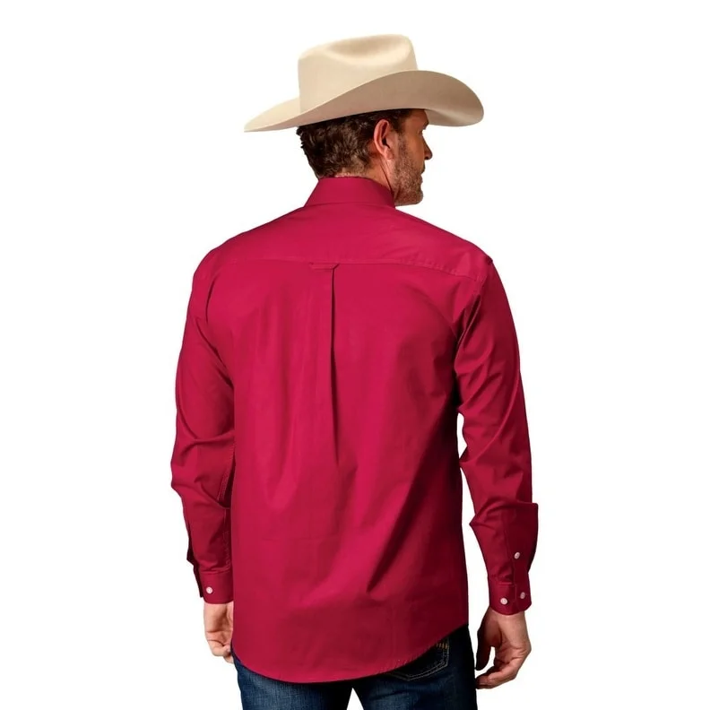 Roper Western Shirt Mens L/S Amarillo Solid Red 03-001-0366-2107 RE