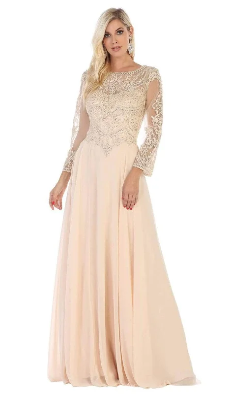 prom dresses for winterMay Queen MQ1615B - Bateau Embroidered Prom Dress