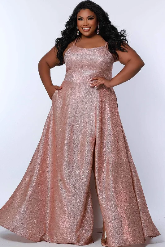 off-shoulder prom dressesSydney's Closet SC7349 - Scoop Neck Shimmer Prom Gown