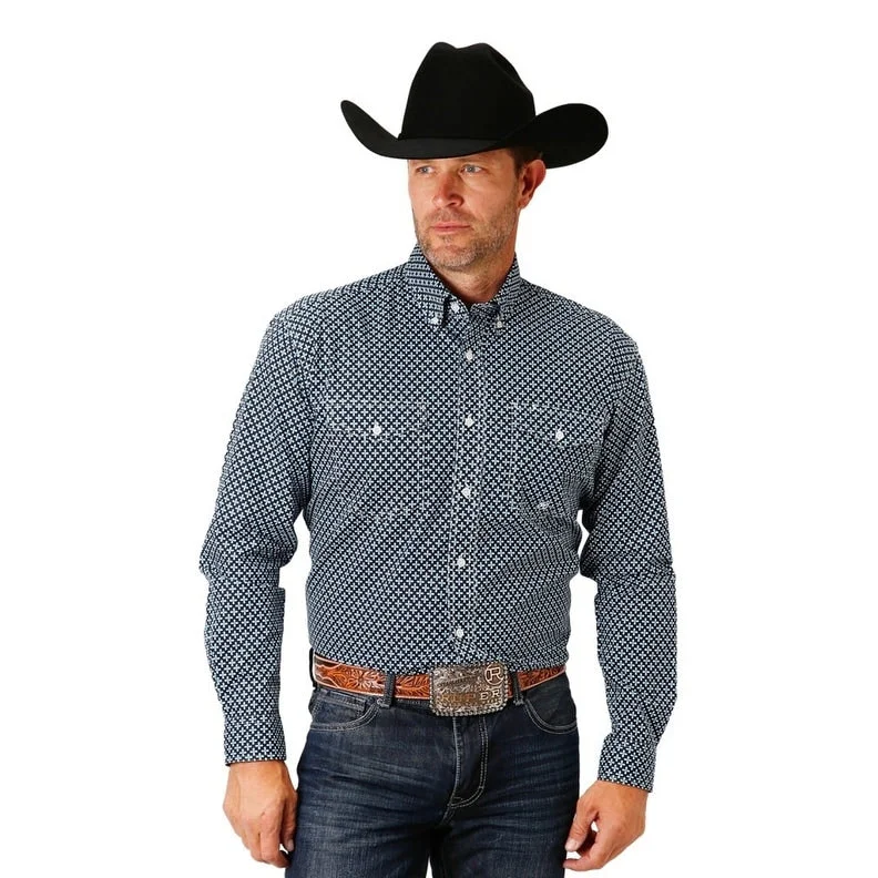 Roper Western Shirt Mens Long Sleeve Amarillo Blue 03-001-0325-2014 BU