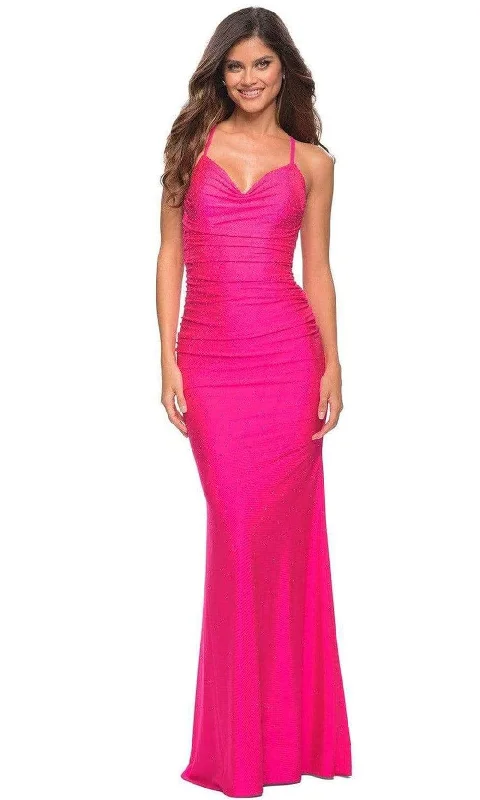 glamorous prom dressesLa Femme - Strappy Back Beaded Prom Dress 30658SC