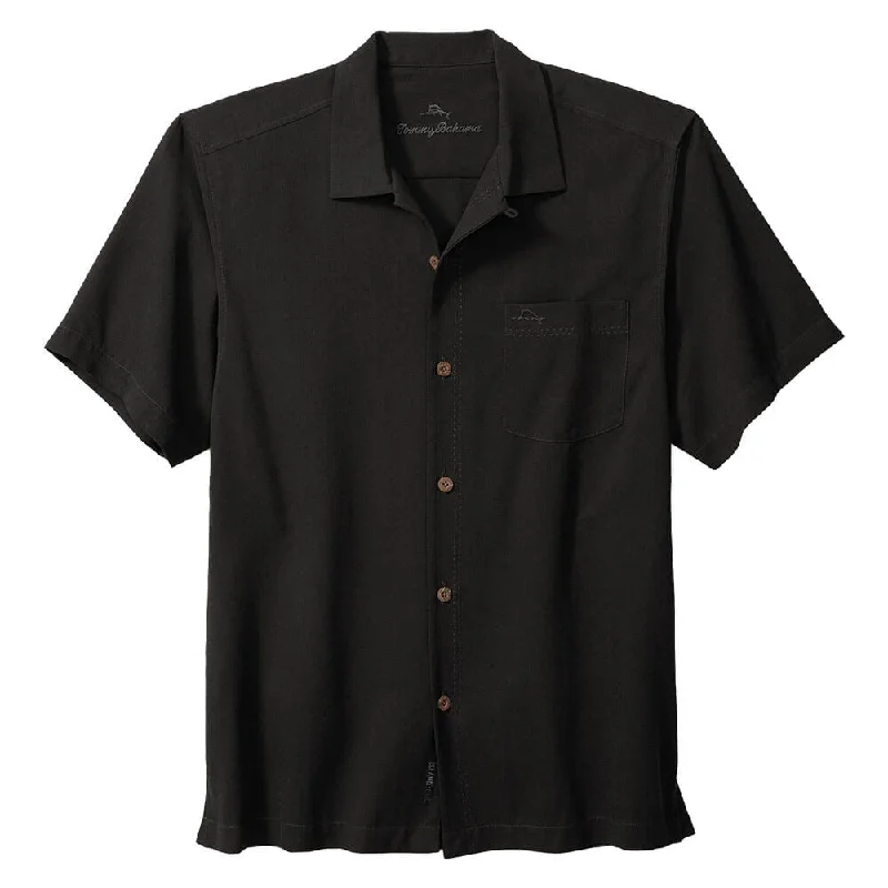 Tommy Bahama Big & Tall Coastal Breeze Check Camp Shirt - Black