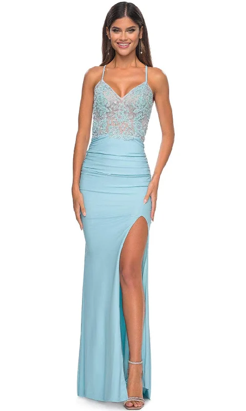 prom dresses for summerLa Femme 32054 - Embellished V-Neck Prom Dress