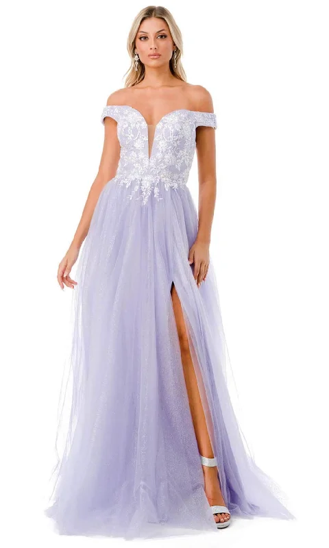 A-line prom dressesAspeed Design L2770T - Sequins Tulle Prom Dress