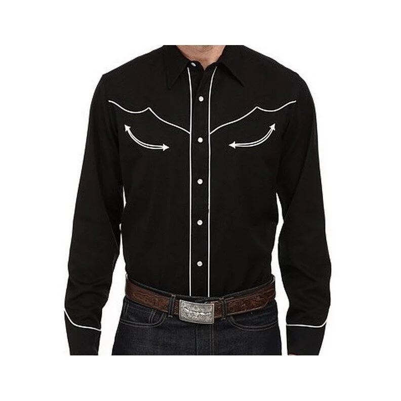 Roper Western Shirt Mens L/S Flag Skull Black 03-001-0185-0040 BL