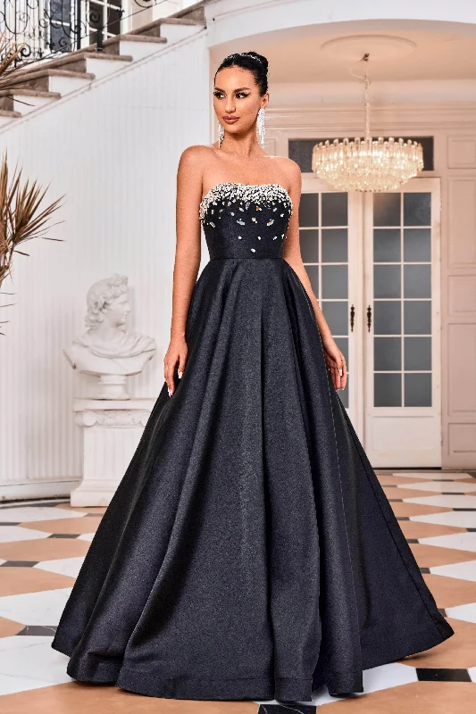 long prom dressesJ'Adore Dresses J24009 - Embellished A-Line Prom Dress