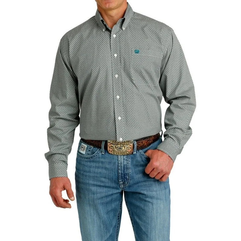 Cinch Western Shirt Mens Long Sleeve Printed Button Cream MTW1105780