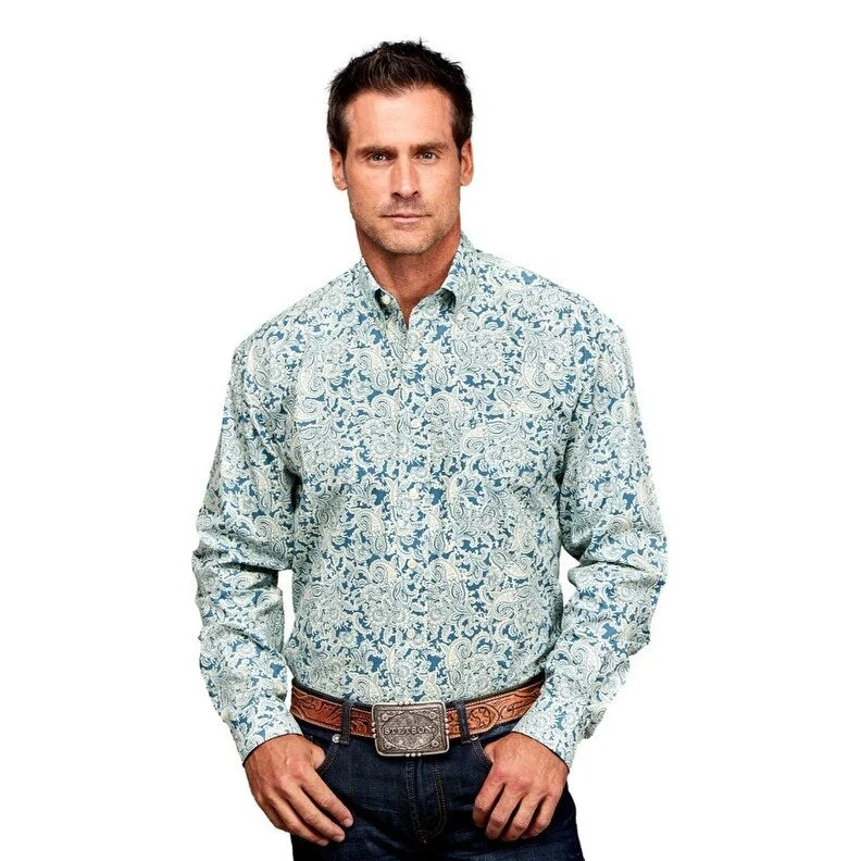 Stetson Western Shirt Mens L/S Tonal Paisley Blue 11-001-0526-5024 BU