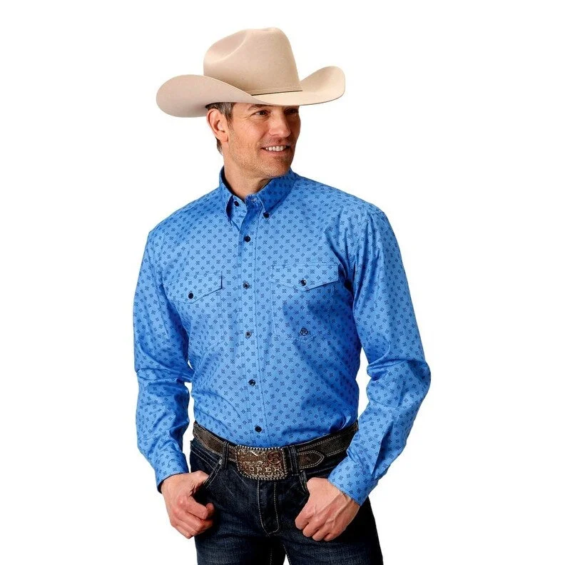 Roper Western Shirt Mens Long Sleeve Foulard Blue 03-001-0625-2011 BU