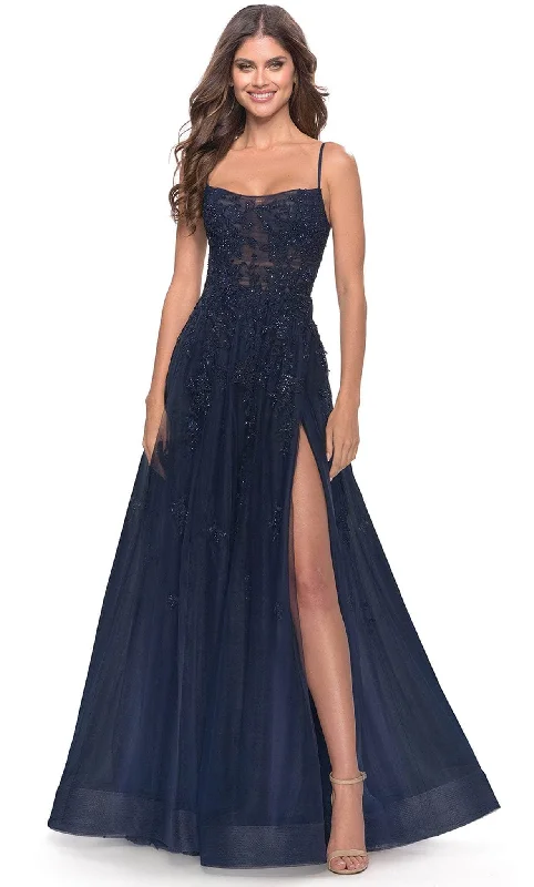 A-line prom dressesLa Femme 31381SC - Sleeveless Tulle Prom Gown