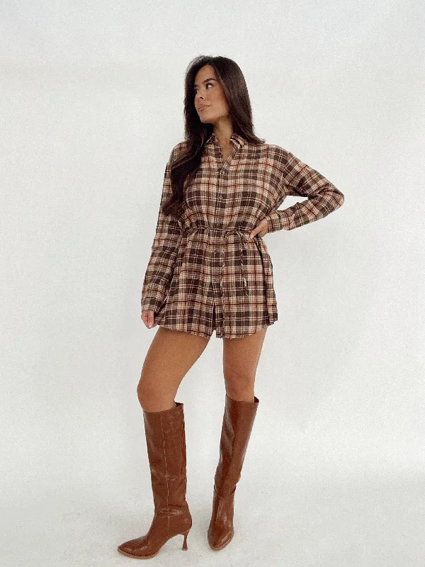 Plaid Shirt Romper