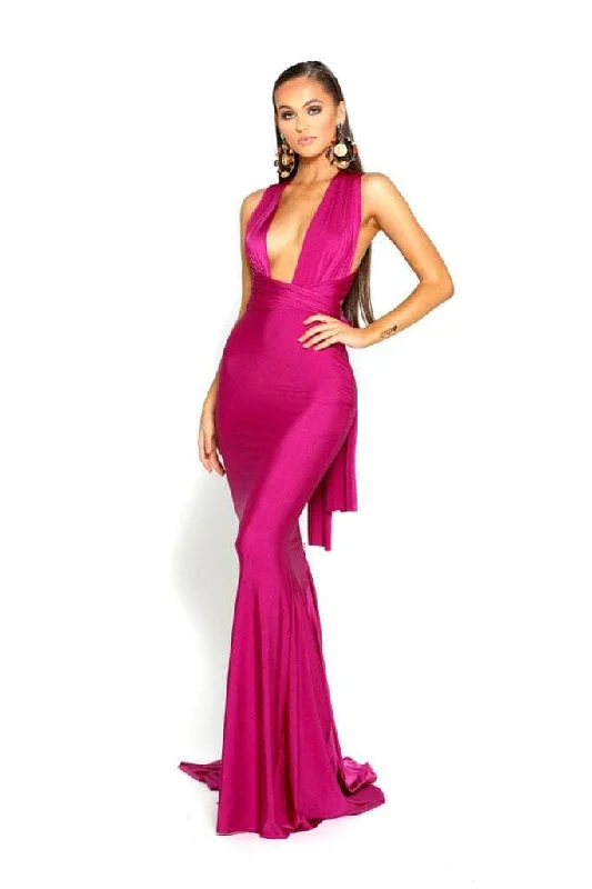 vintage prom dressesPortia and Scarlett PS6110 - Crisscross Back Plunging Prom Dress