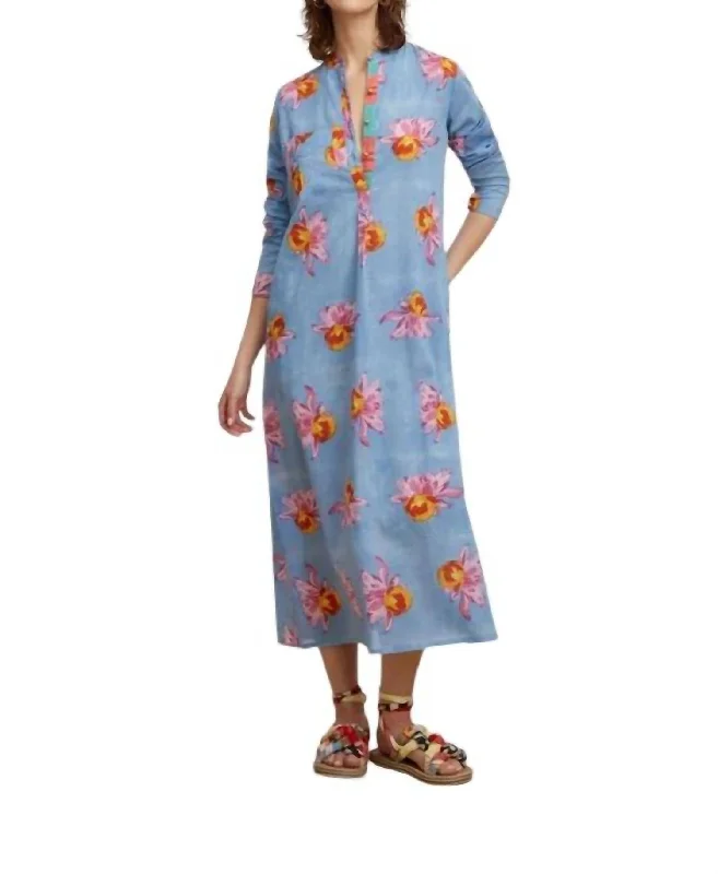 lace maxi dressesLong Kurta Mal Mal Arabesque Dress In Blue W Floral