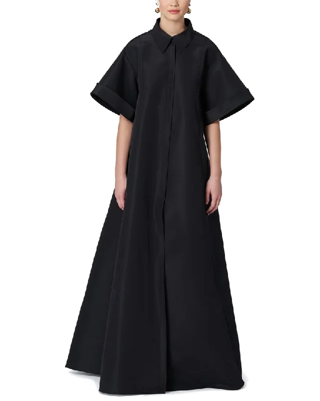 satin maxi dressesCarolina Herrera Long Silk Shirtdress