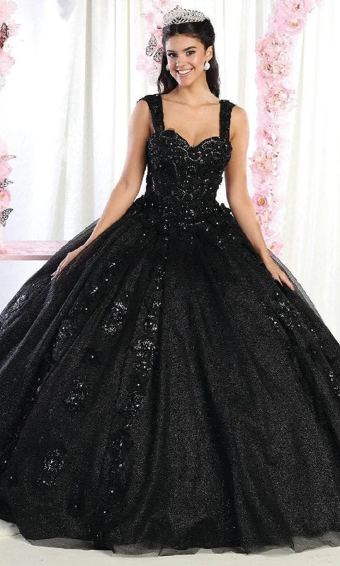 Formal Dress for Corporate AwardsMay Queen LK171 - Wide Strap Floral Glitter Ballgown