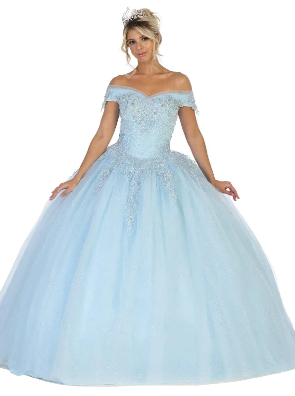 Formal Dress for Humanitarian AwardsMay Queen - LK119 Off Shoulder Trailing Florals Ballgown