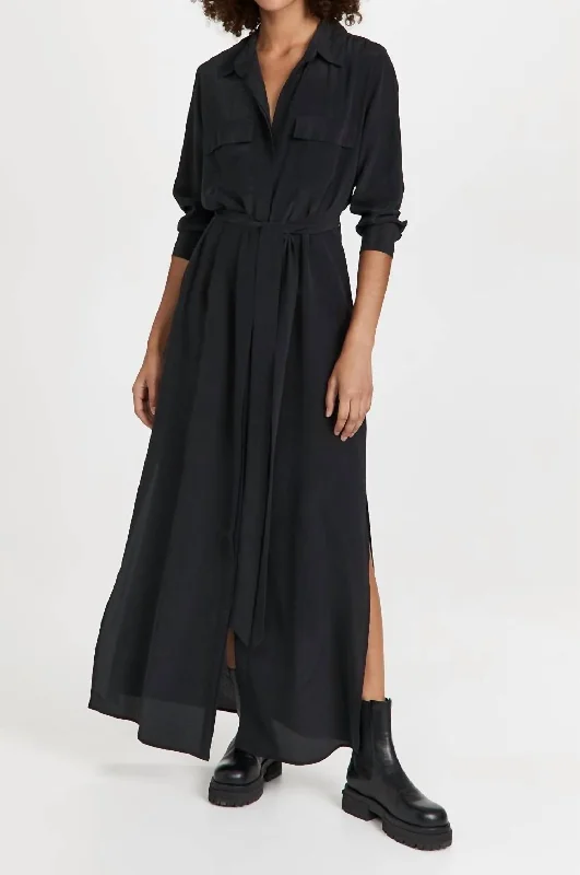 maxi dresses with short sleevesCameron Long Shirt Dress In Black