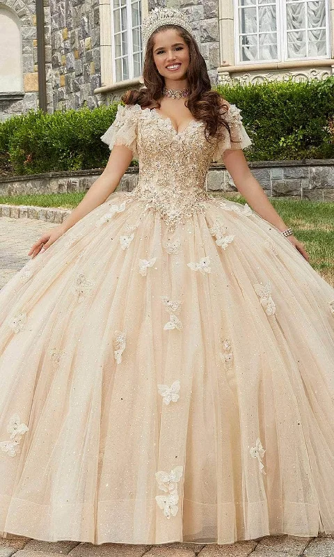 Formal Dress for Outdoor WeddingsVizcaya by Mori Lee 89404 - Butterfly Appliqued Off Shoulder Ballgown