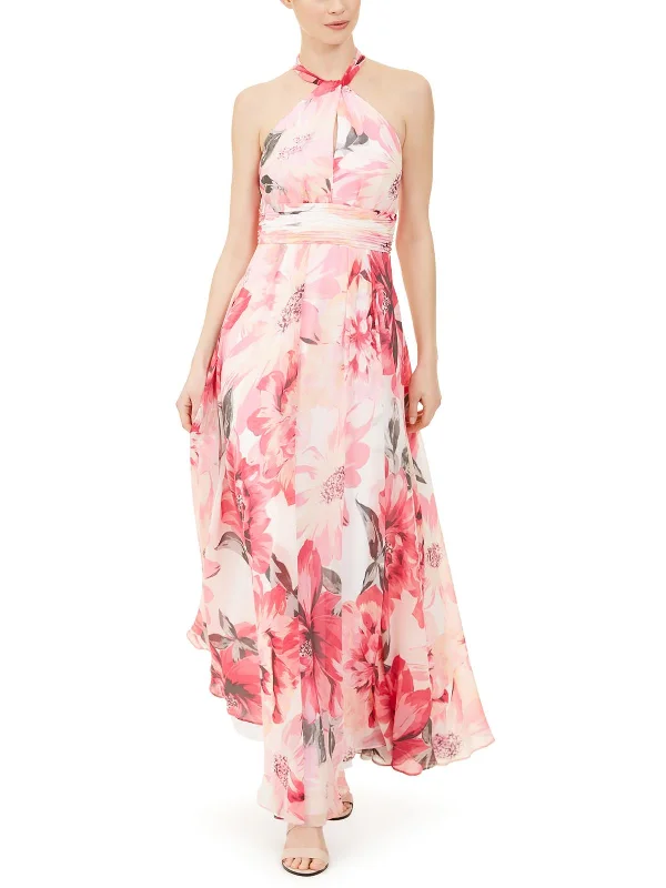 maxi dresses with back pocketsWomens Floral Print Long Halter Dress