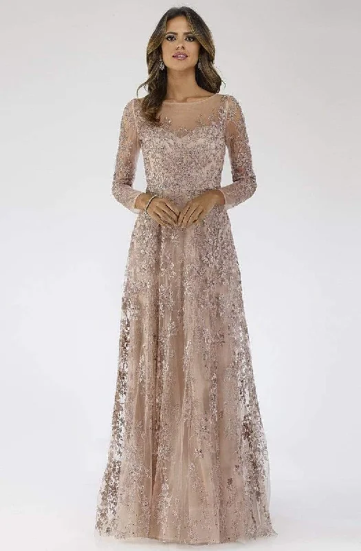 Formal Dress for Urban ThemesLara Dresses - 29677 Illusion Long Sleeve Lace Applique A-Line Gown