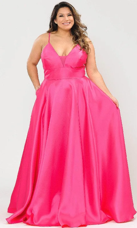 Formal Dress for Sports AwardsPoly USA W1070 - Plunging V-Neck Sleeveless Formal Gown