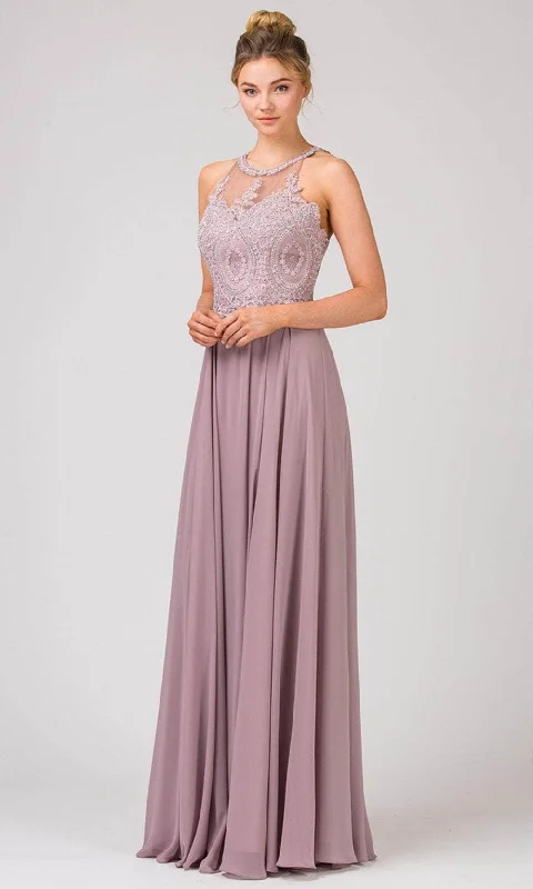 budget-friendly prom dressesEureka Fashion 9106 - Embroidered Jewel Neck Prom Dress