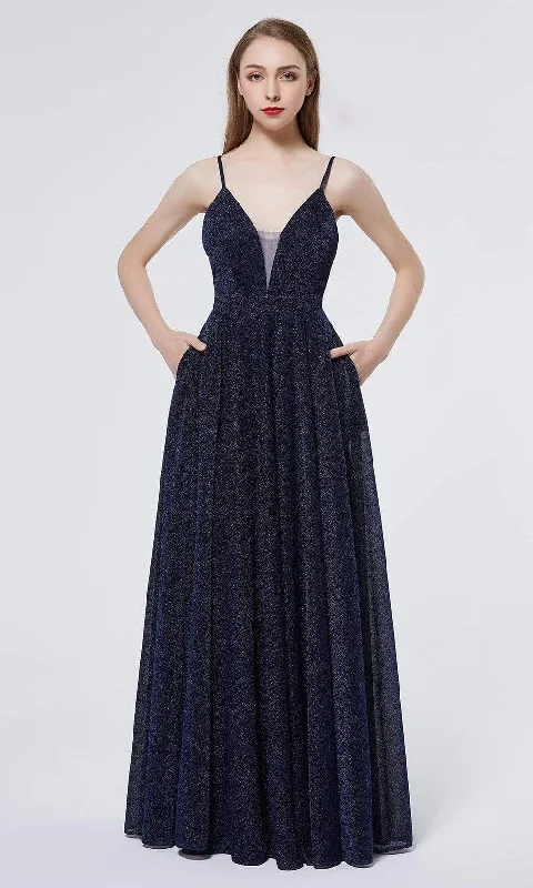 Formal Dress for Military BallsJ'Adore Dresses - J19022 V Neck Glittered A-line Gown