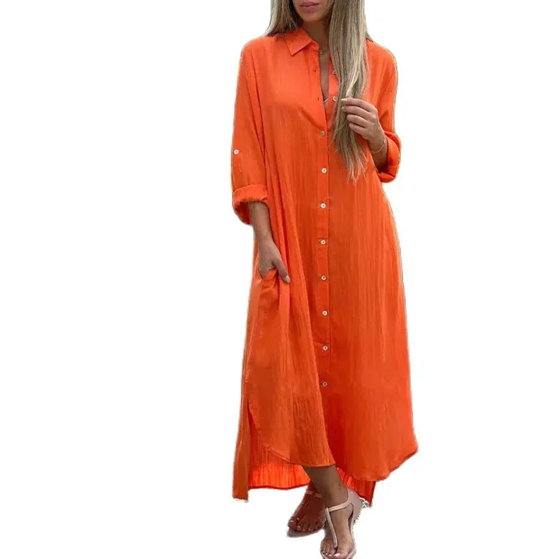 maxi dresses with built-in brasWomen's Linen Fashion Designer 5XL Shirt Long Dresses (Plus Size)