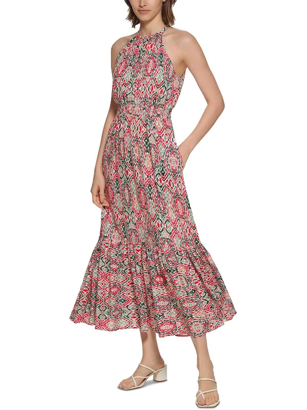 maxi dresses with removable beltsWomens Printed Long Halter Dress