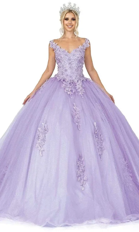 Formal Dress for Outdoor WeddingsDancing Queen - 1597 Beaded Floral Lace Applique Tulle Ballgown