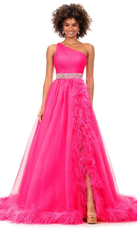 Formal Dress for Golden GlobesAshley Lauren 11309 - Asymmetrical Appliqued Ballgown