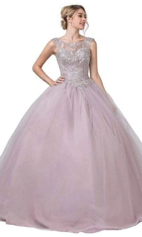 Formal Dress for Charity BallsAspeed Design - L2258 Illusion Bateau Beaded Ball Gown