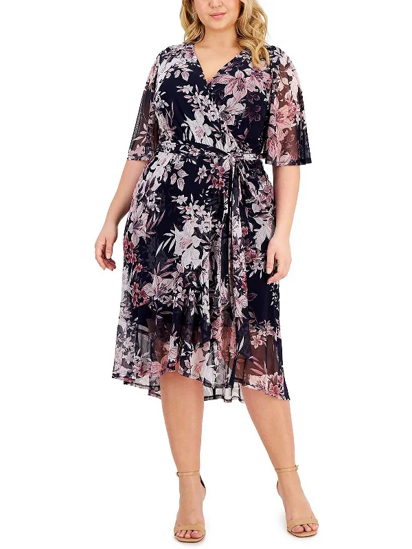 maxi dresses with high necklinesPlus Womens Floral Long Wrap Dress