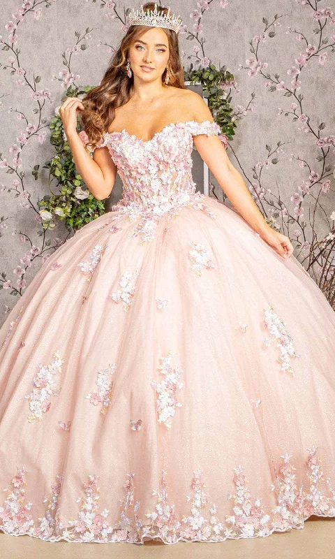 Formal Dress for Theater OpeningsElizabeth K GL3182 - Off-Shoulder Floral Ballgown