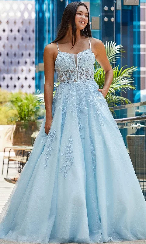 Formal Dress for Large WeddingsAmarra 88609 - Scoop Neck Appliqued Ballgown