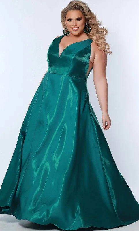 Formal Dress for Beach ThemesSydney's Closet SC7356 - V-Neck Bow Accent Formal Gown