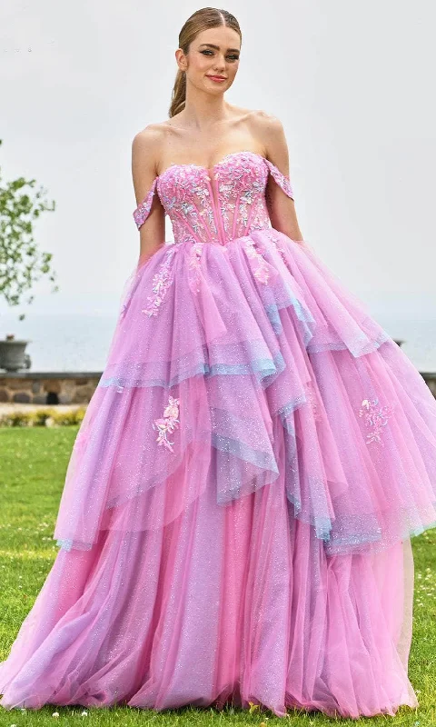 Formal Dress for Theater OpeningsColors Dress 3534 - Sweetheart Ruffle Layered Ballgown