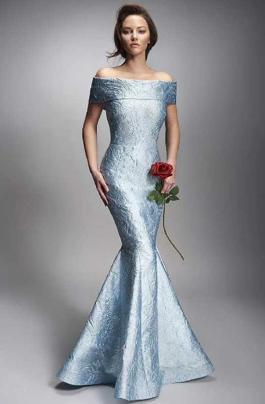 Formal Dress for Formal DinnersNicole Bakti - 6876 Long Off Shoulder Textured Mermaid Gown