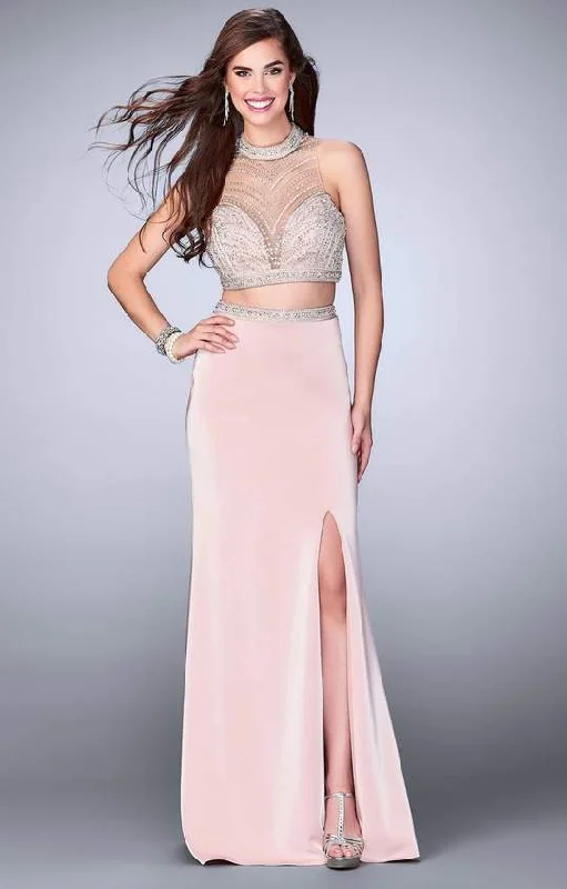 ELEGANT Formal Dress DesignsLa Femme - Embellished Sweetheart Two Piece Gown With Slit 24126SC