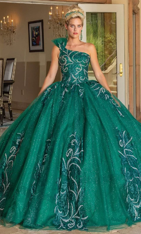 Formal Dress for Creative ThemesDancing Queen 1733 - Bow One Shoulder Quinceanera Ballgown