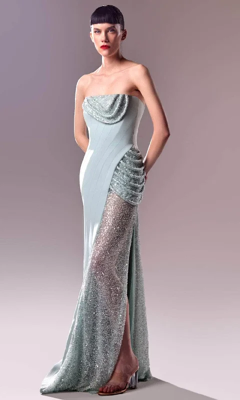 Formal Dress for Church WeddingsMNM Couture G1613 - Strapless Beaded Mesh Embellished Gown