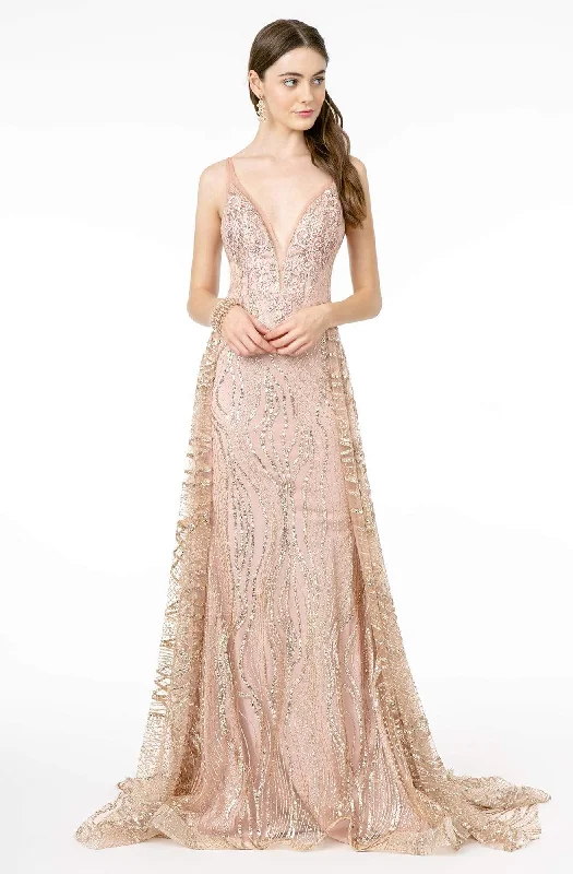 Affordable Formal Dress OptionsElizabeth K - GL2955 Sequined Deep V-Neck A-Line Gown