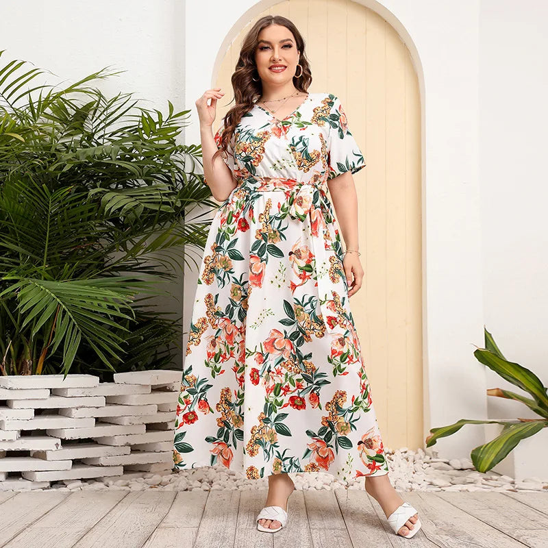 maxi dresses with lace overlaysWomen's A-Line Floral Fashion Designer Long Dresses (Plus Size)