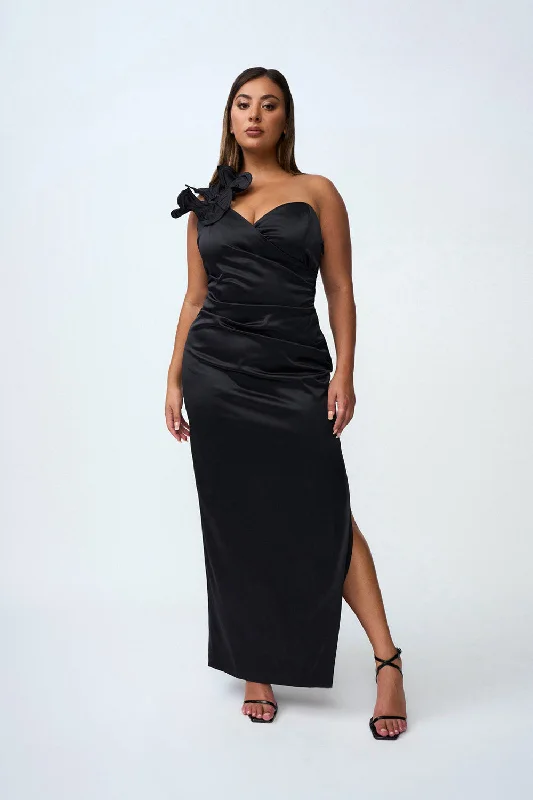 bohemian maxi dressesRuby Romance One Shoulder Long Line Dress | Final Sale - Black