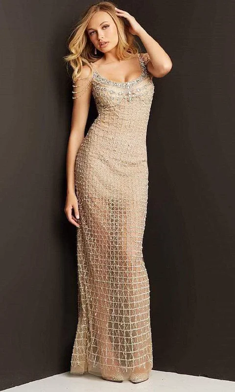 Formal Dress for Talent ShowsJovani - 05997 Scoop Lattice Jeweled Shiny Gown