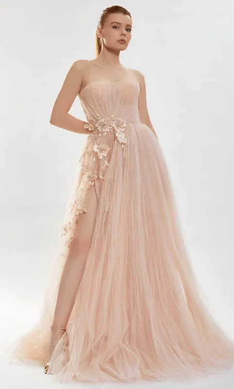 Affordable Formal Dress OptionsTarik Ediz 52149 - Three Dimensional Floral Strapless Gown